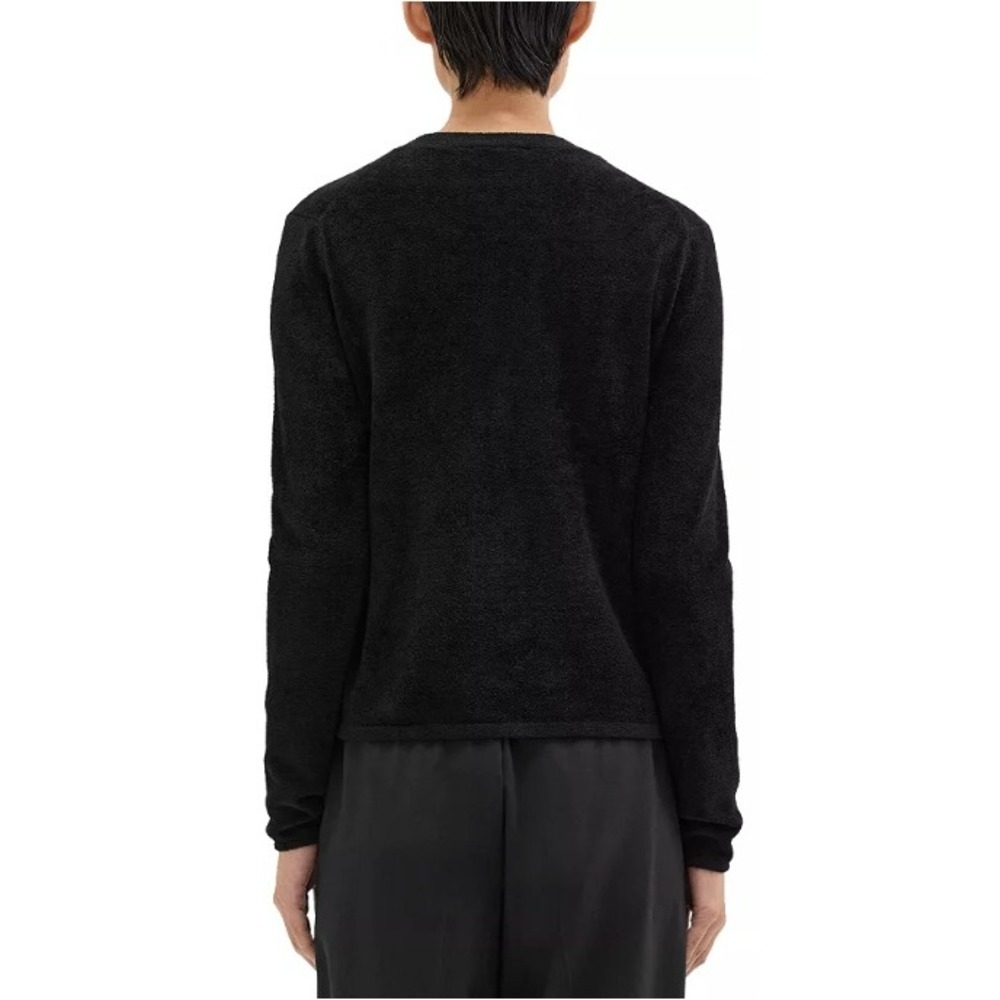 Theory Black Plush V-Neck Button Cardigan Sweater Size S Fall Quiet Luxury - Picture 2 of 7
